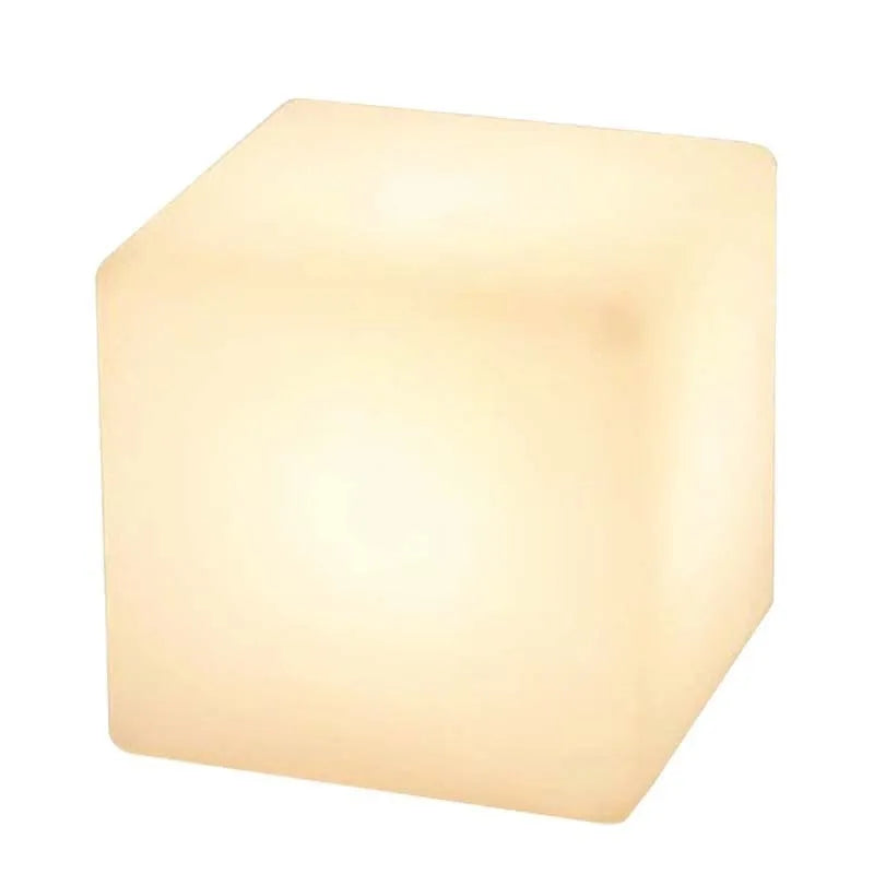 Square LED cube stool light with modern design for outdoor seating and illumination