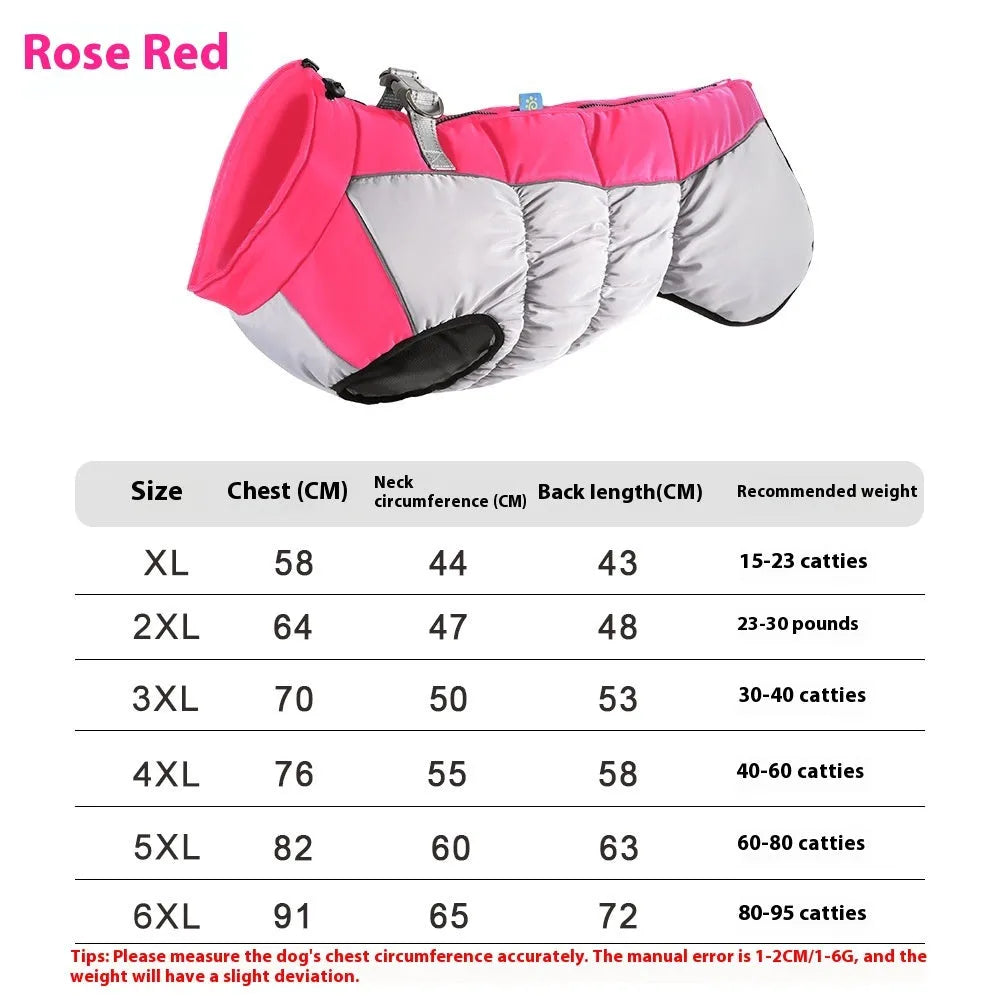 Reflective waterproof polar fleece pet winter coat for large dogs in black