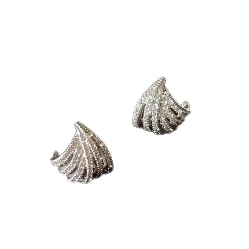 Geometric platinum electroplated zircon earrings for women with European and American style design
