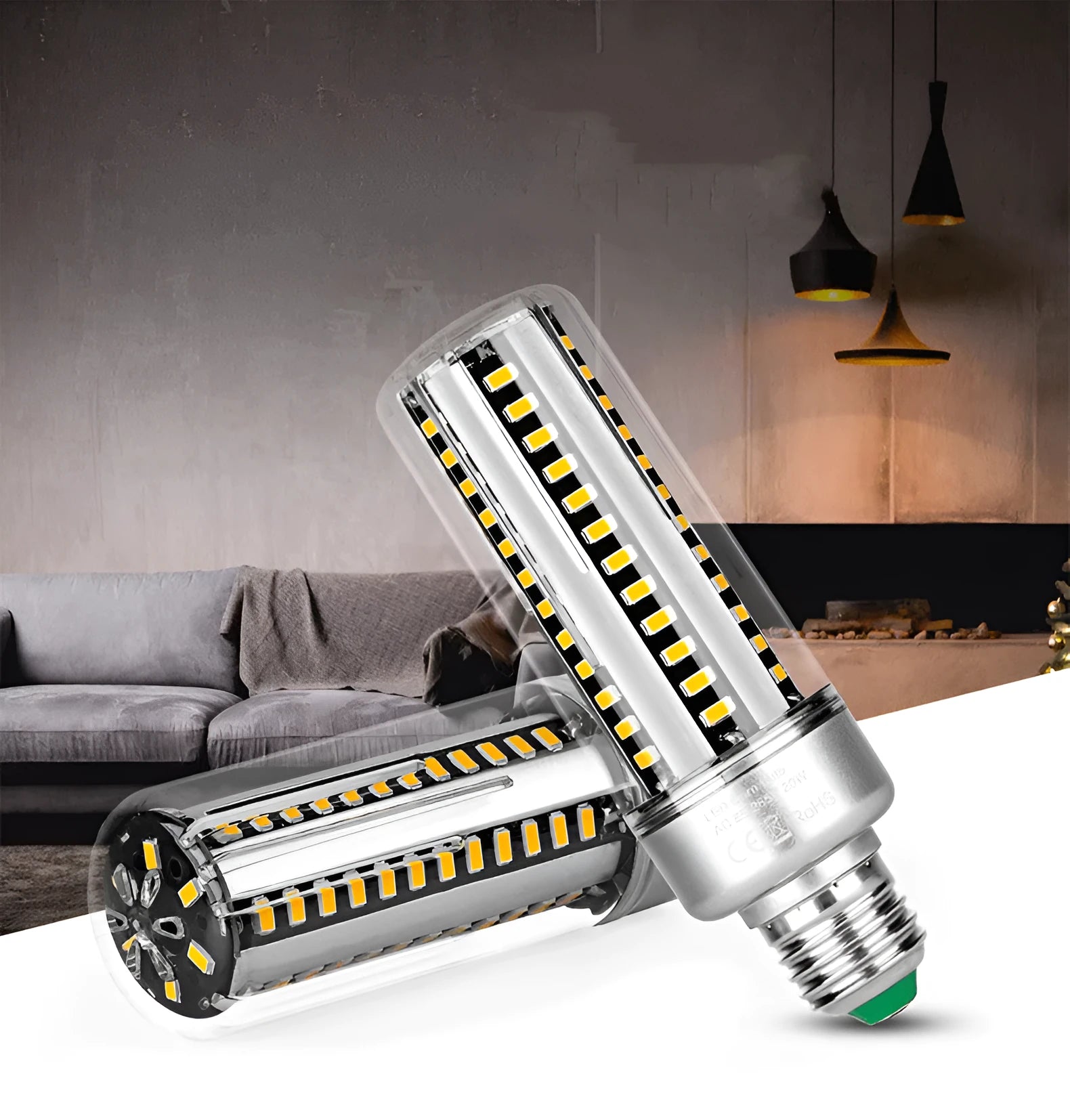 25W LED corn lamp with 2080 lumens, aluminium heat dissipation, E27 base, white colour temperature