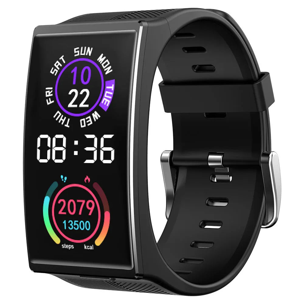 Bluetooth blood pressure sports watch with 1.91 inch screen and silicone wristband in Black colour option