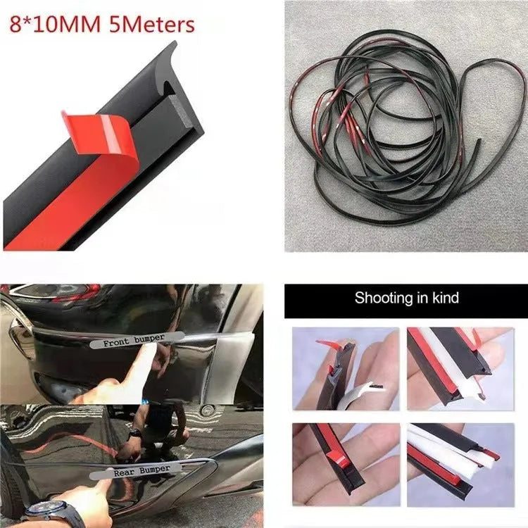 Black and white TPE universal rubber seal strip for car body and bumper gap filling.
