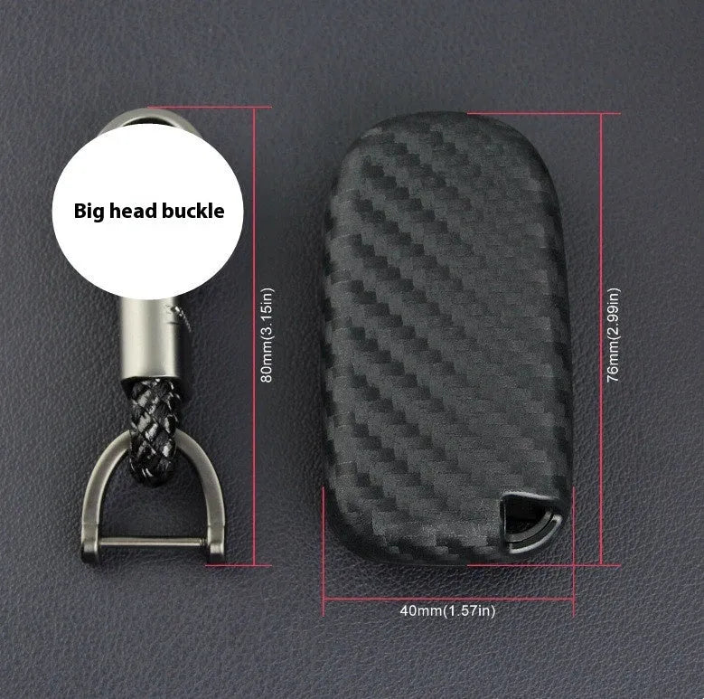 Silicone car key protection case for Dodge Chrysler Fiat remotes with carbon fibre design and large buckle