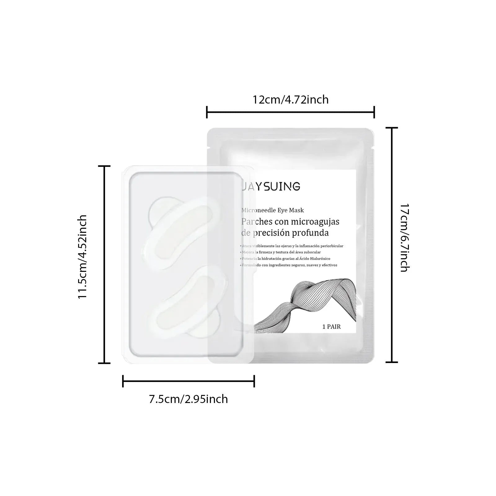 Micro needle eye mask patch with hyaluronic acid and Centella Asiatica extract for eye area