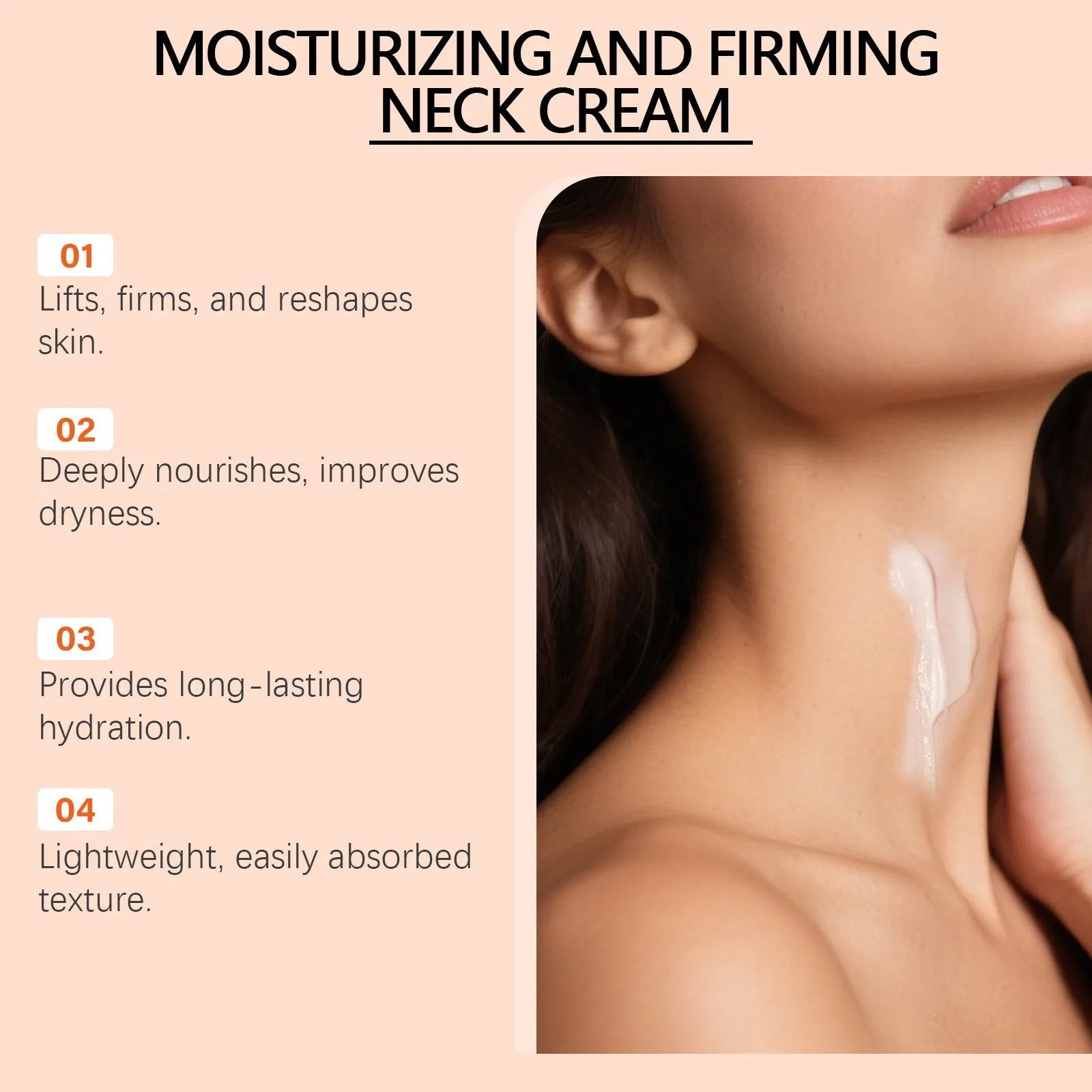 50g neck contour moisturising cream in 6.3x6.3x4.5cm packaging for daily neck skincare