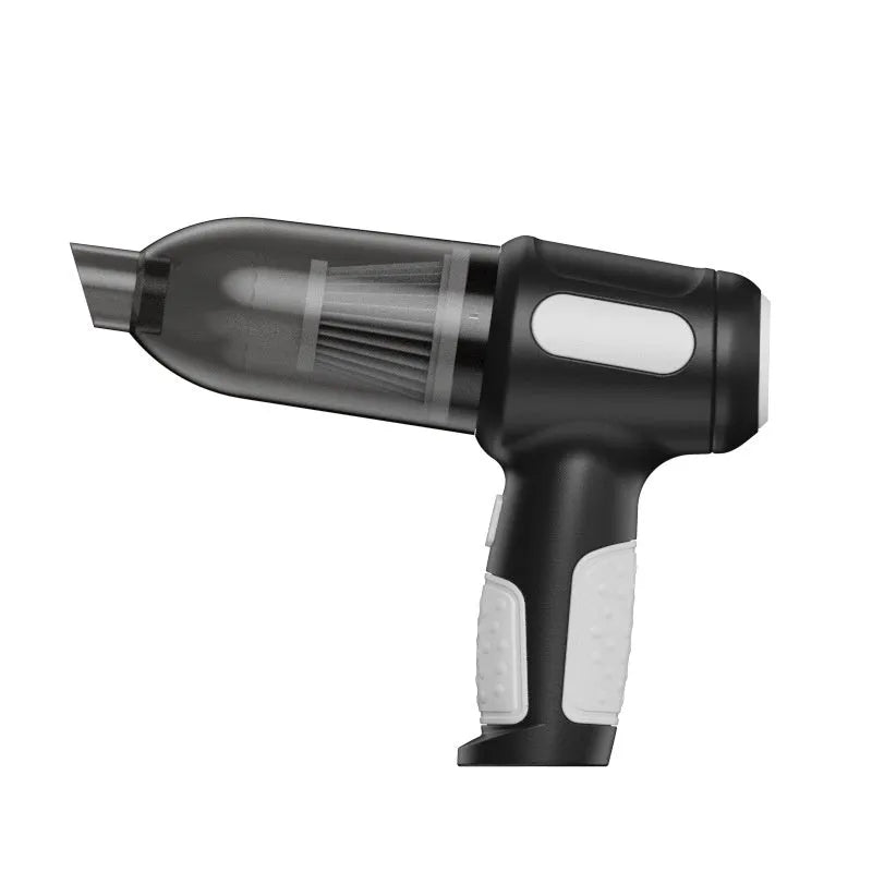 Car wireless handheld vacuum cleaner with strong suction, 4000mAh battery, and Type-C charging port, black model with attachments