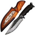 Black Goat high hardness three-in-one steel straight knife with 200mm blade, 102mm handle diameter, 380g weight, black finish