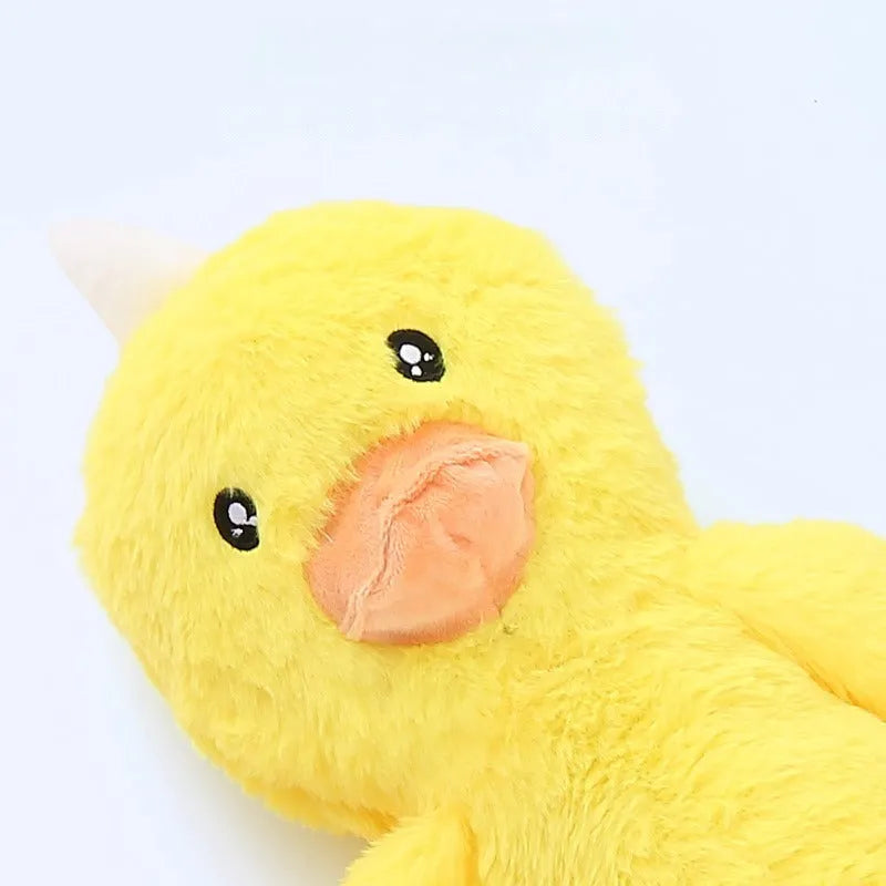 Pink and yellow plush sounding dog toys for large dogs like Golden Retrievers with rattle and crinkle paper