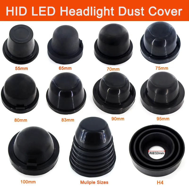 Black silicone 90mm LED headlight dust cover for General Motors vehicle