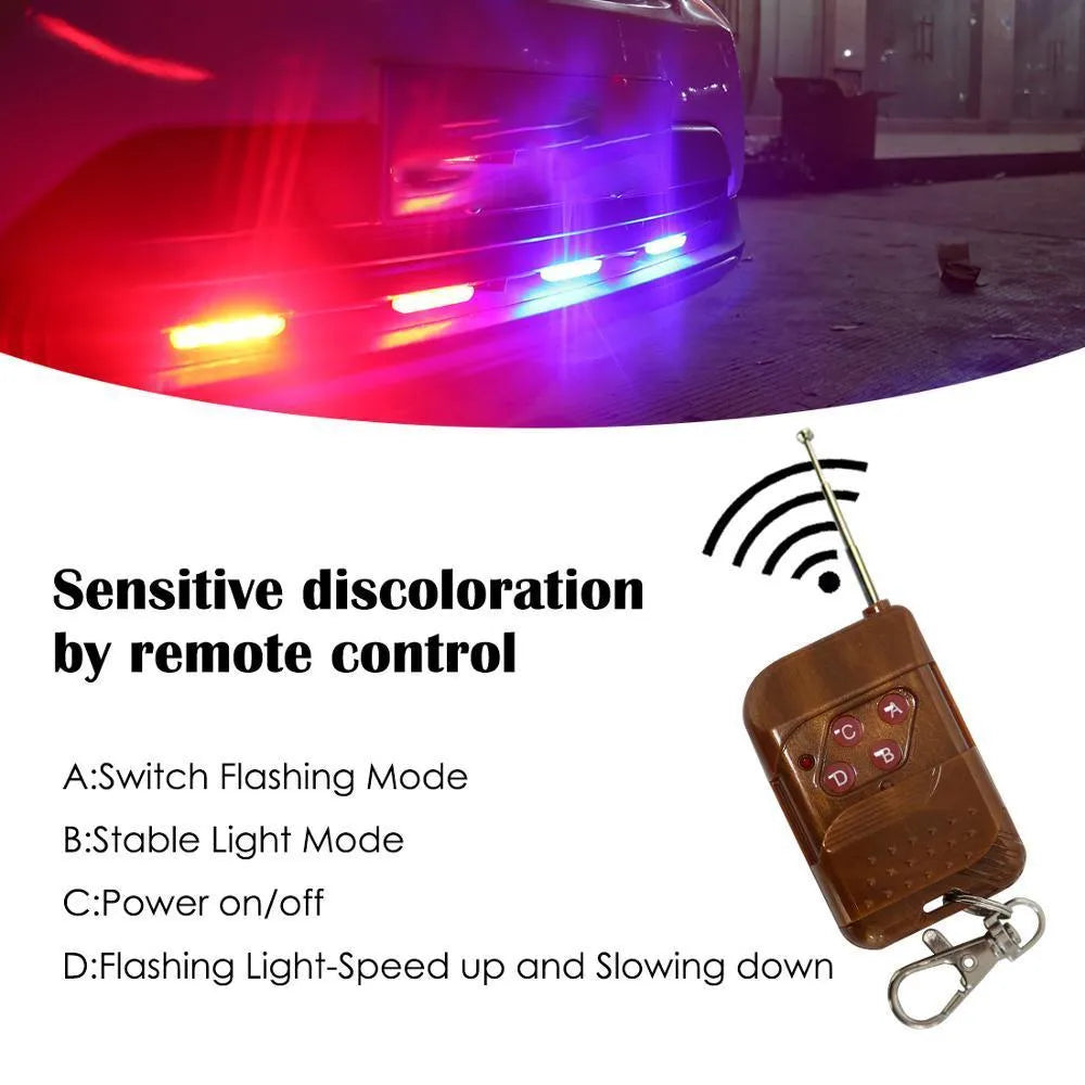 Car mounted LED wireless remote emergency warning light in black for automobile hazard alerting