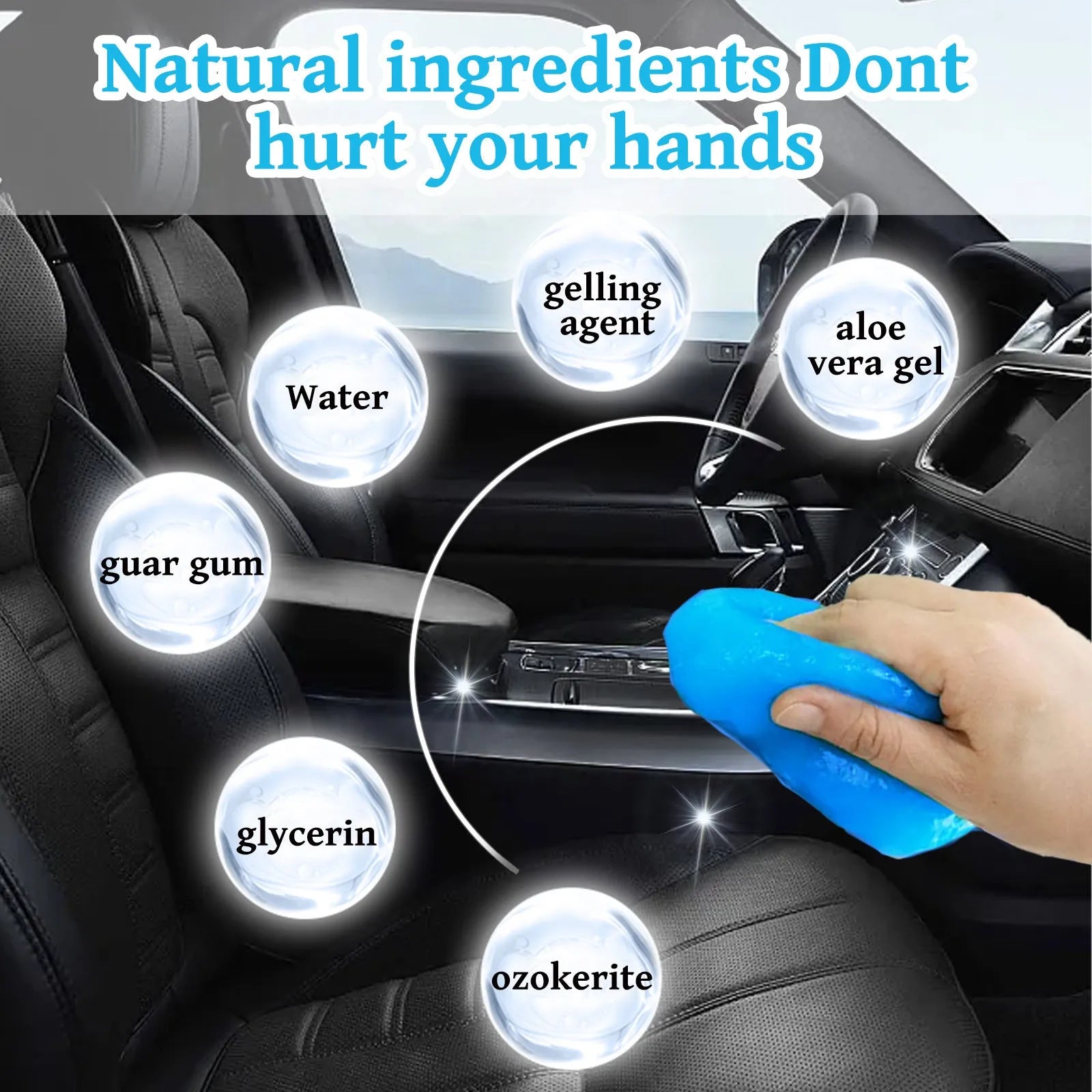 Car cleaning soft gel in compact round pot, 70g, for interior gap and remote control dust removal
