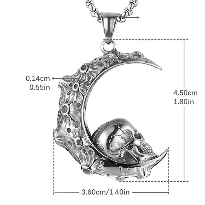 Men's silver-coloured alloy necklace with skull pendant and chain sports style jewellery