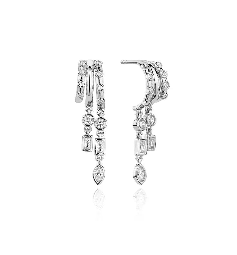 925 silver geometric diamond overlay rivet earrings in 18K gold finish