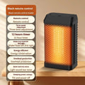 Black remote control desktop heater with compact design and shaking head air outlet