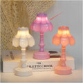 Retro pagoda lotus small night lamp in white with geometric stereo design and built-in battery
