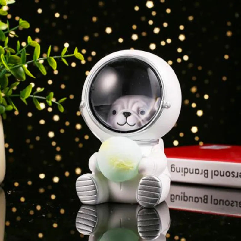 Starry sky animal night light resin LED lamp 9.5x10.5x13cm bear kitten puppy room decor
