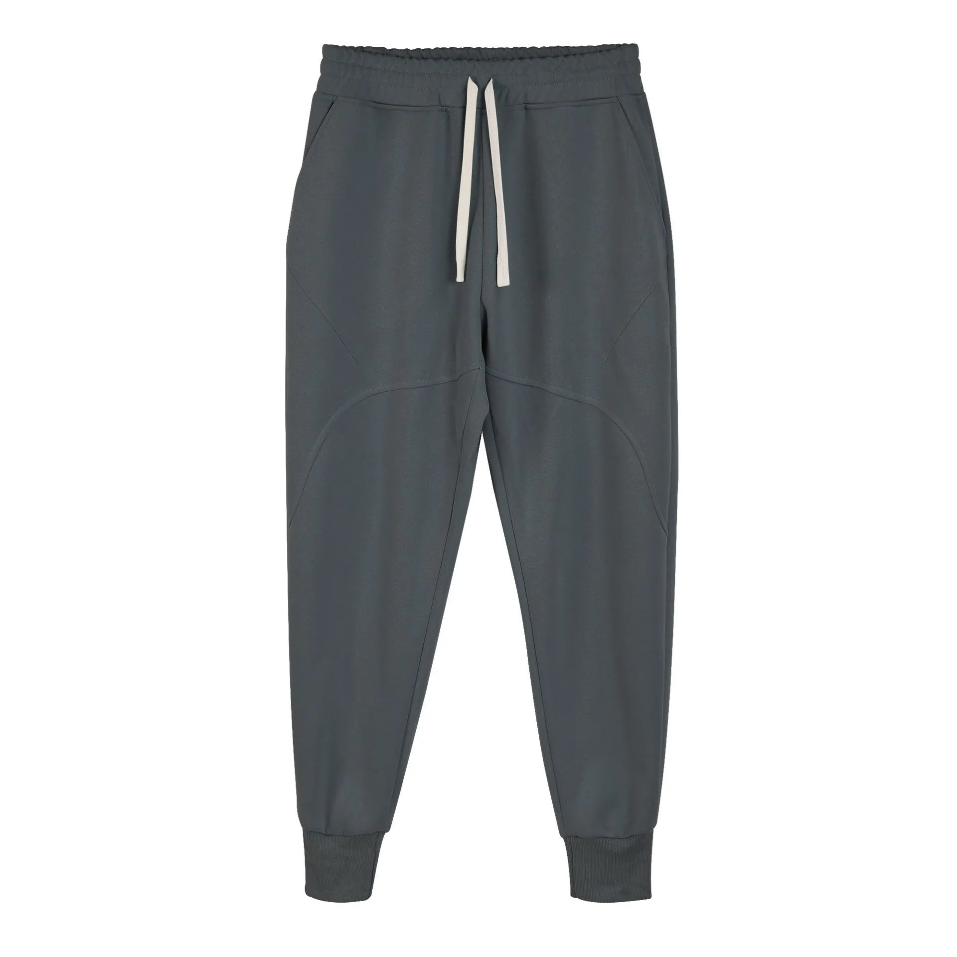 Men's casual ankle-tied drawstring sweatpants in polyester cotton elastic fabric, black colour