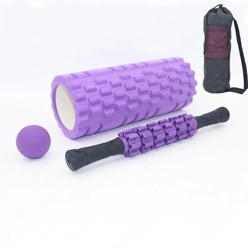 33cm black fitness foam roller with integrated massage shaft gear and bar stick elements