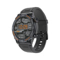MG02 smart watch in black colour on wrist, showing time and health stats on its TFT screen.
