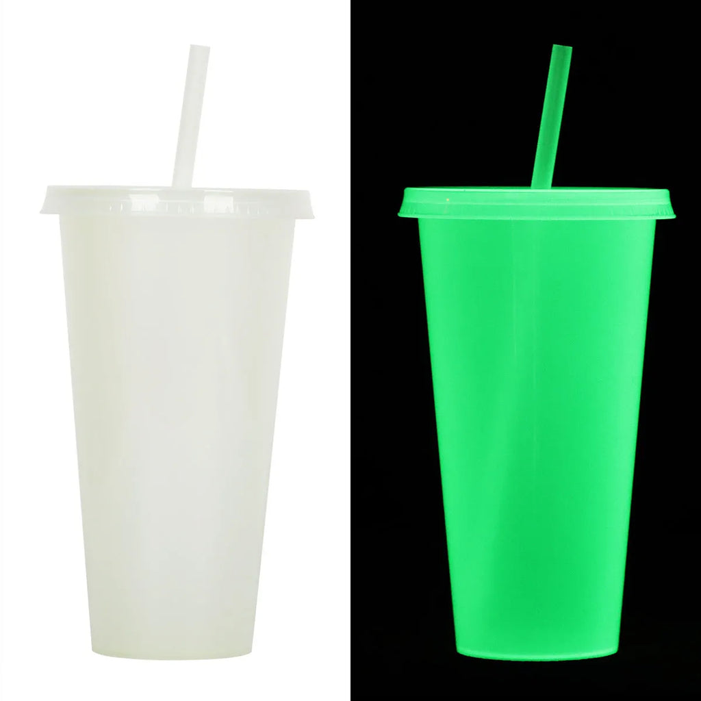 720ml plastic Halloween sippy cup with luminous straw in six colour options