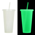 720ml plastic Halloween sippy cup with luminous straw in six colour options
