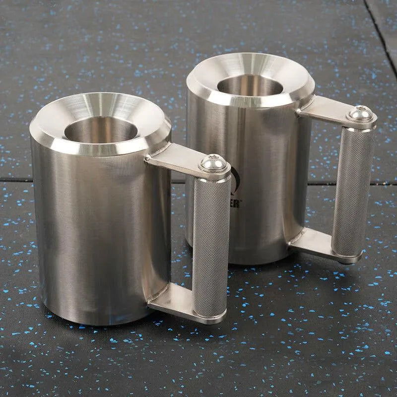 Silver stainless steel dumbbell cup for weight plates with 8kg cast iron construction