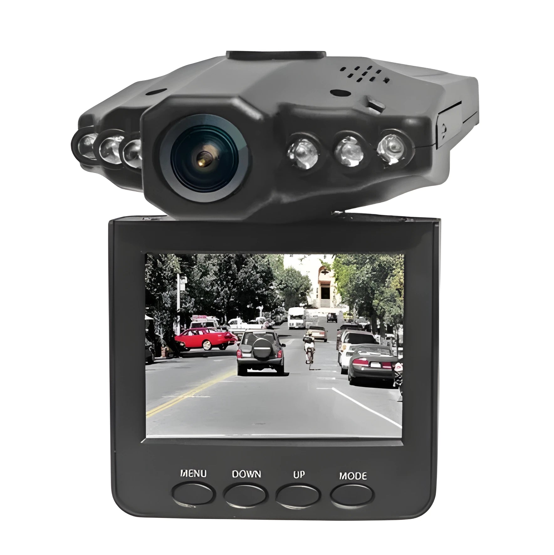 H198 HD car dashboard camera with six infrared LEDs and 2.4-inch display screen