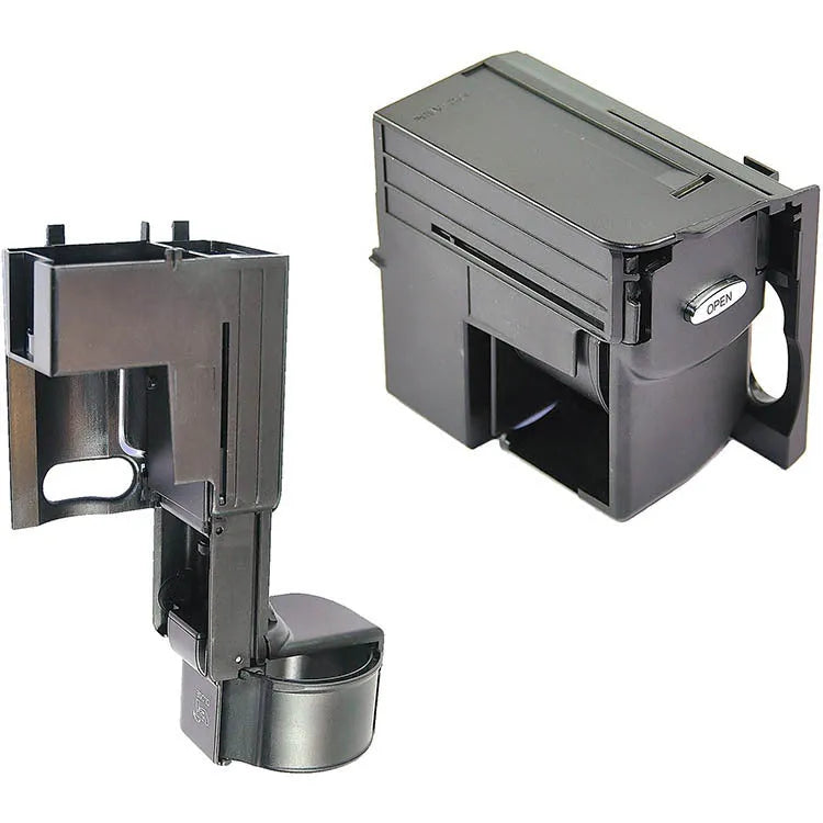 Black plastic Mercedes-Benz water cup holder bracket with OEM part number 2116800014