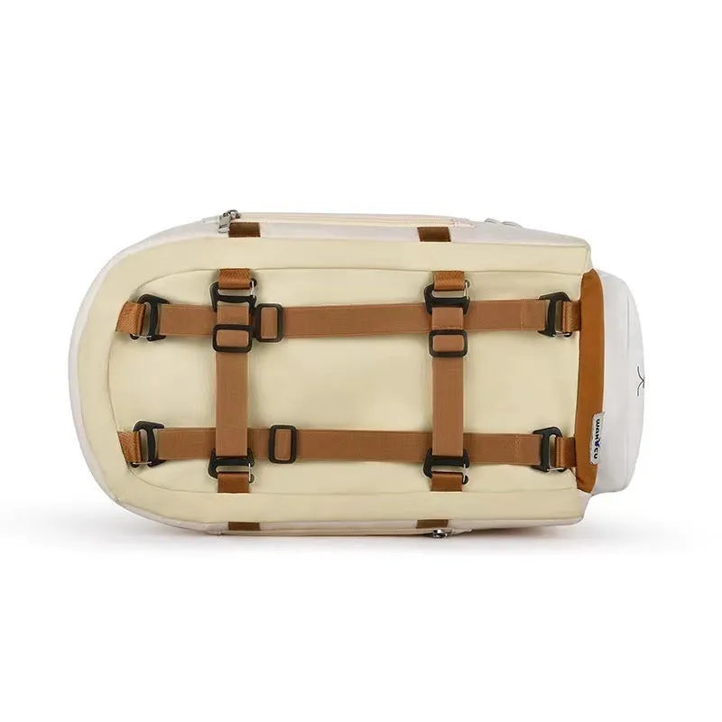 One-shoulder portable cat flight case in beige with EPE padding for pets under 15 kg