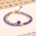 Chinese style amethyst crystal bracelet with diamond-shaped beads and electroplated finish for women