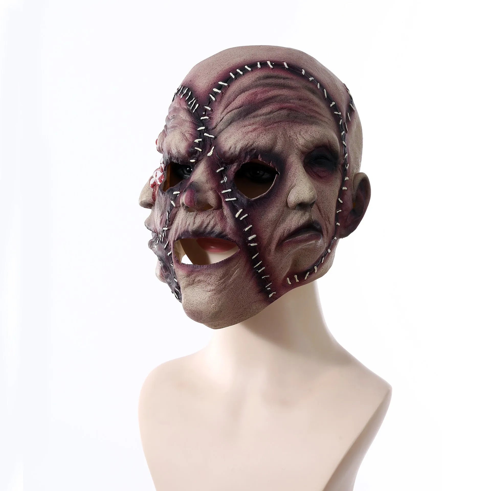 Halloween three-sided grimace horror mask made from natural latex with realistic finish
