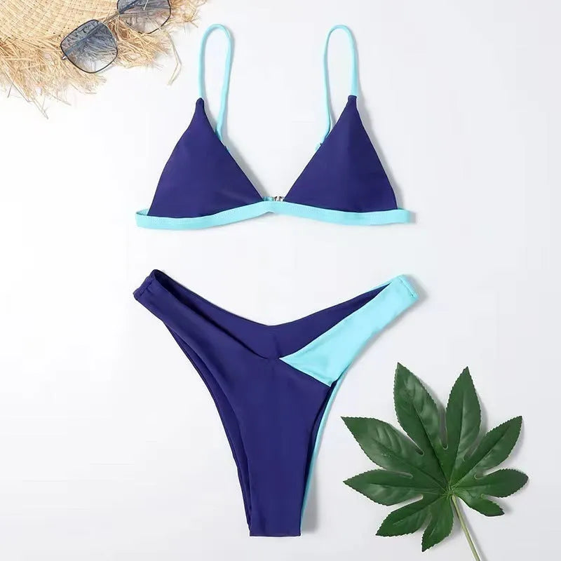 Women's bikini swimsuit with nylon fabric in pattern designs, sizes S to XL