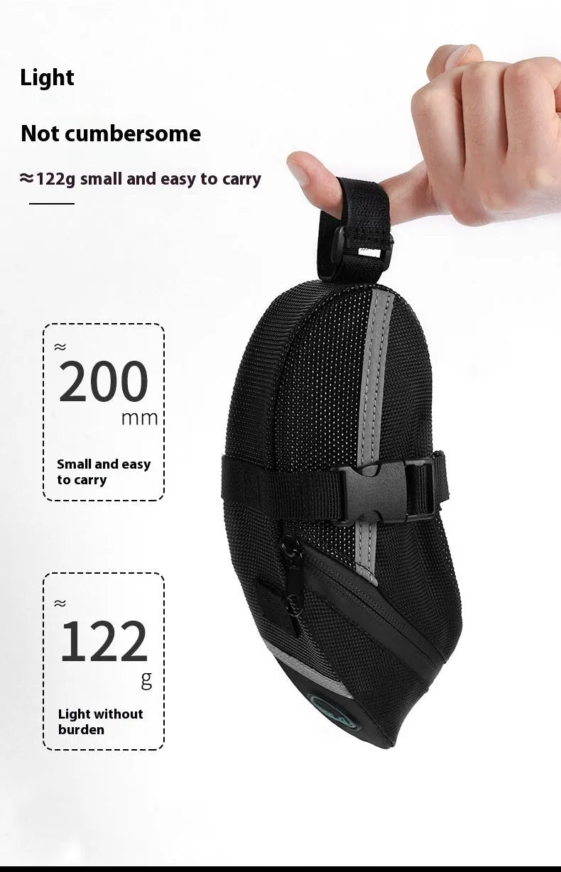 Black polyester cycling quick release tail bag 20x8x6cm for mountain bike saddle storage with padding