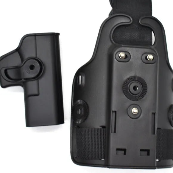 Hanging leg tactical waist plate quick pull plastic holster in black, green, and khaki solid colours