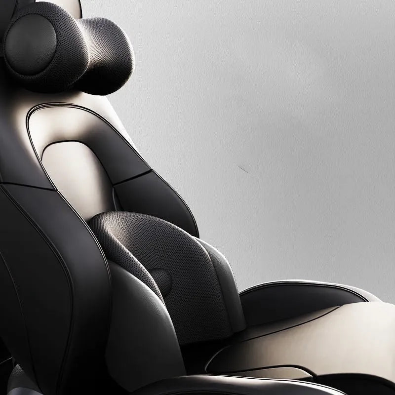 Car massage cushion for lumbar and neck support with memory cotton filling in multiple colour options