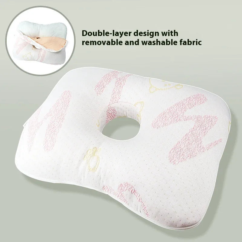 Beauty salon single hole ear pillow in grey with detachable cover, shown next to a tape measure indicating 39cm length.