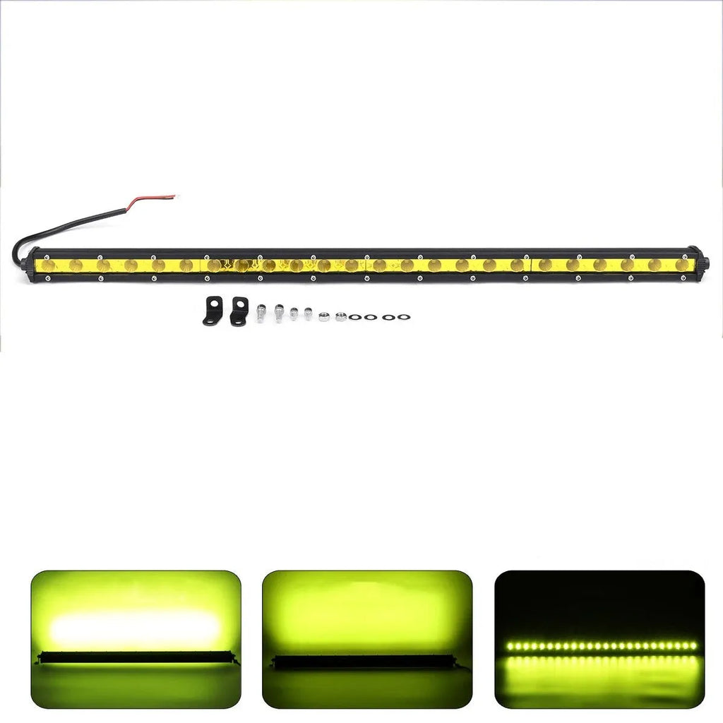 25-inch single row aluminium LED car light bar with mounting brackets and screws
