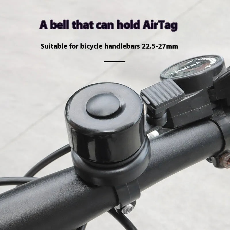 Bicycle bell AirTag mounting bracket plastic concealed holder on handlebar with bell housing