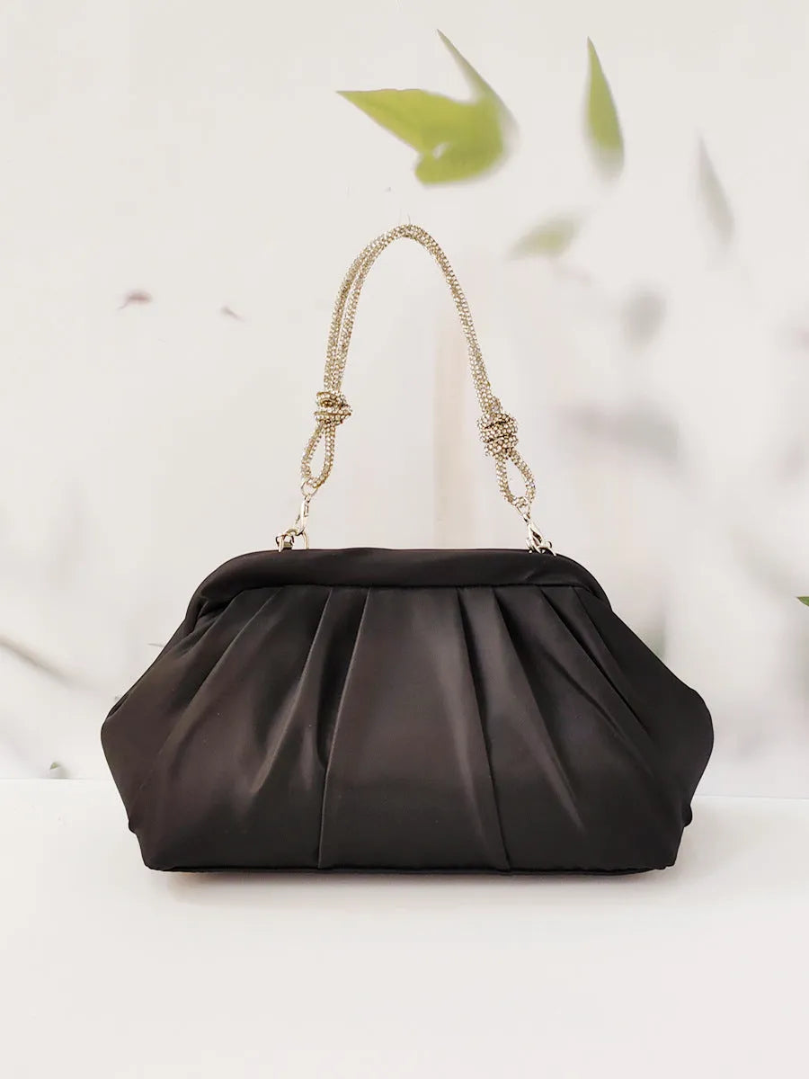 Women's soft polyester crossbody messenger bag with shell shape and diamond pattern design