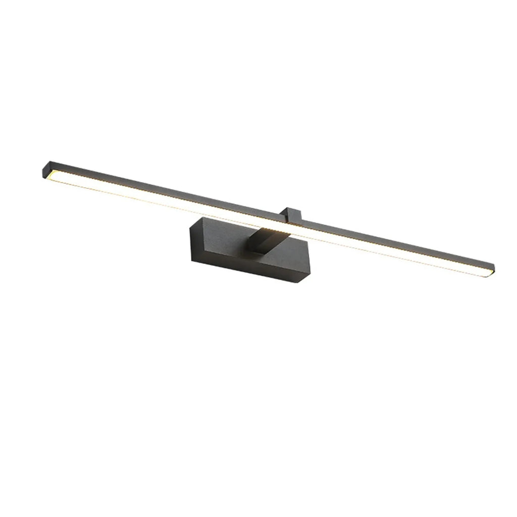 Black 40x8cm LED bathroom wall makeup lamp with warm light above a mirror