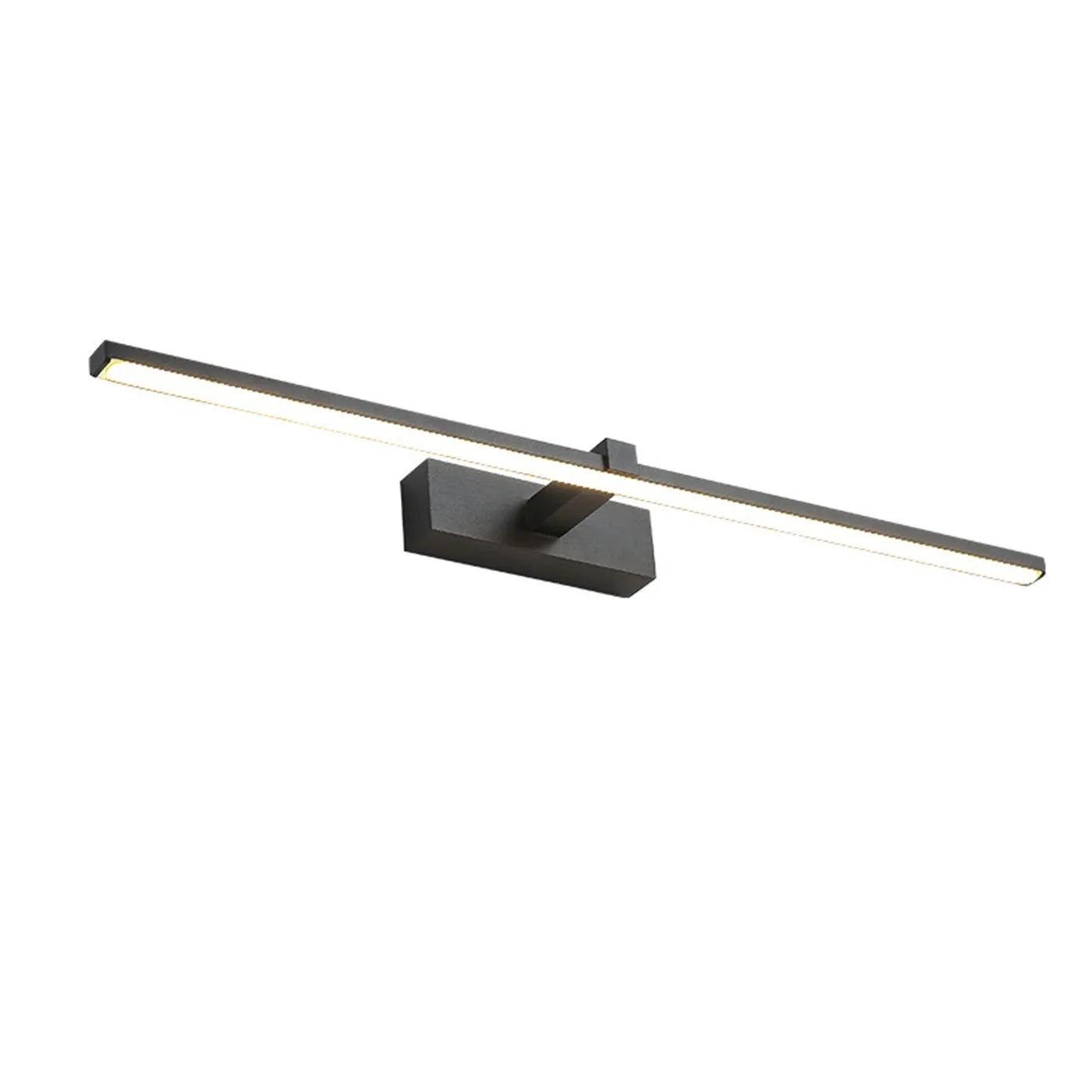 Black 40x8cm LED bathroom wall makeup lamp with warm light above a mirror