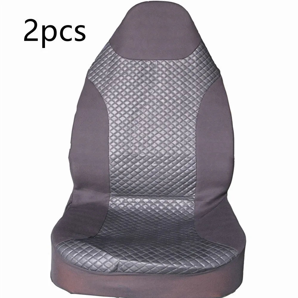 Black quilted universal car seat cover with plastic hook fastening system