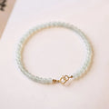 Handmade 3mm women's vintage jade bracelet on white background, natural stone beads, 15cm or 16cm lengths