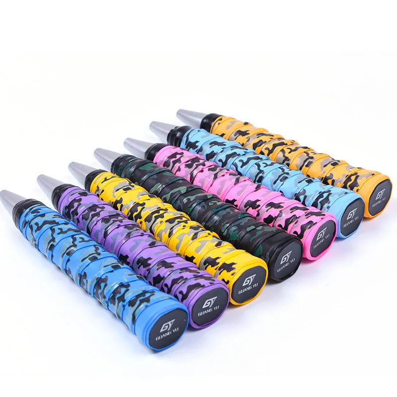 PU camouflage winding tape for badminton racket and fishing rod handle grip in black, white, blue, and other colours