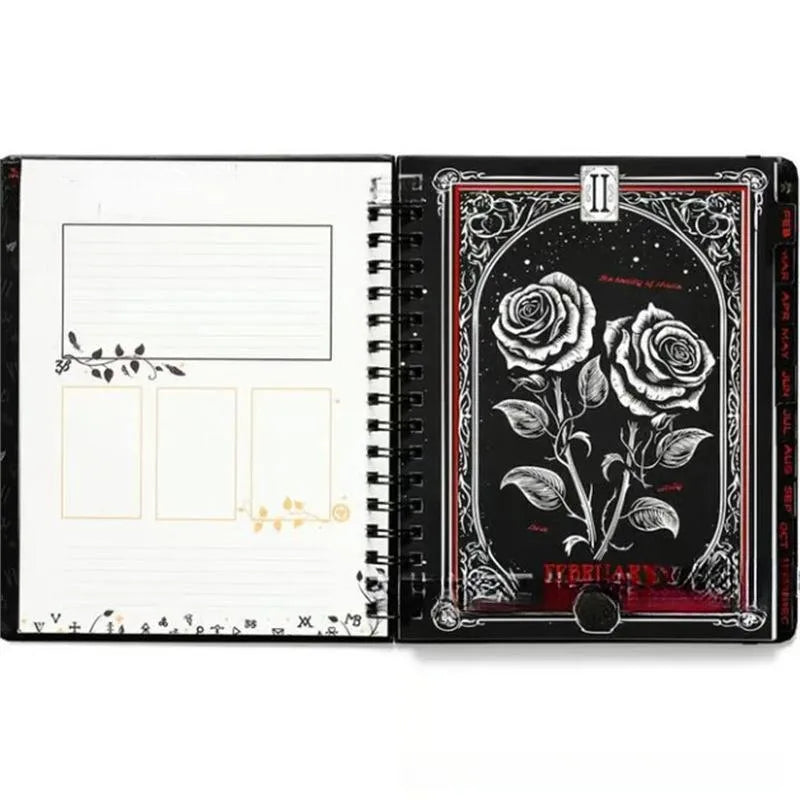 Wait For The Night 2026 weeks plan notepad with 100 pages, A5 size, 80g paper, Black Clock cover design