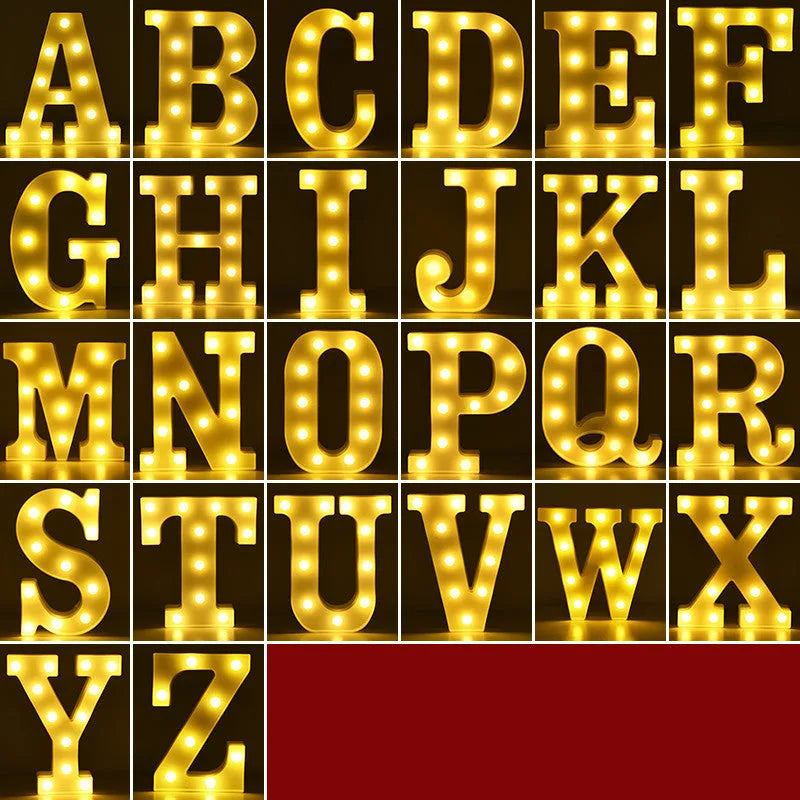 LED letter lights 22cm plastic alphabet in picture colour for birthday party and proposal decor