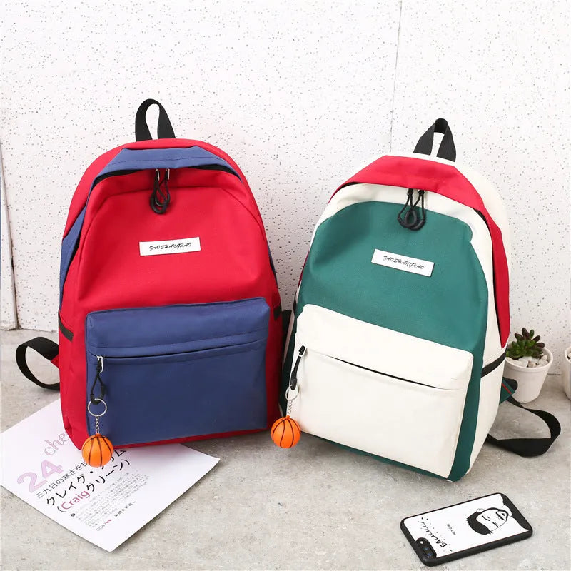 Canvas backpack for women medium 20-35L square shape zipper closure with soft handle and air cushion strap