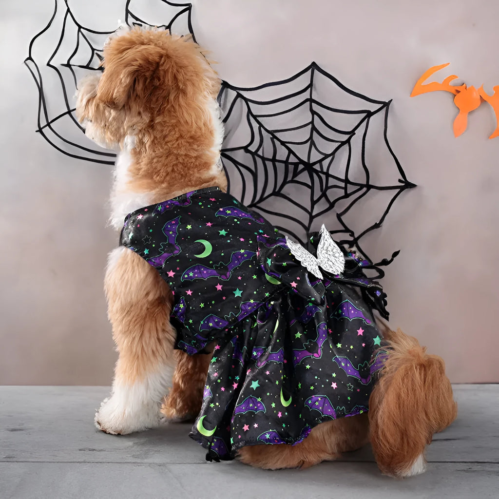 Angel wings Halloween costume for dogs in bright pumpkin colour with polyester fabric