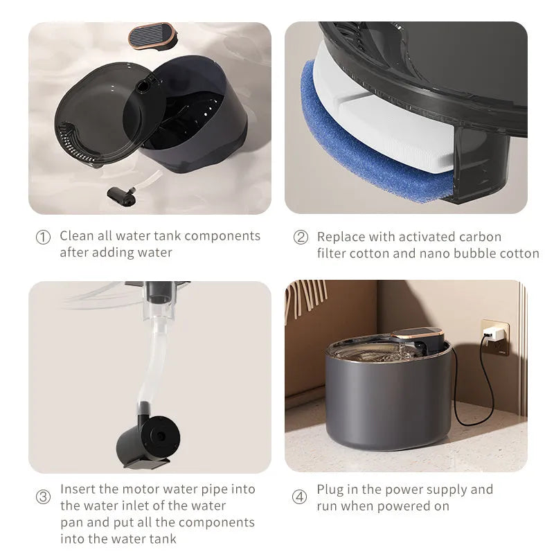 Automatic pet water fountain USB mute feeder for cats and dogs Berlin Blue edition with filter and pump
