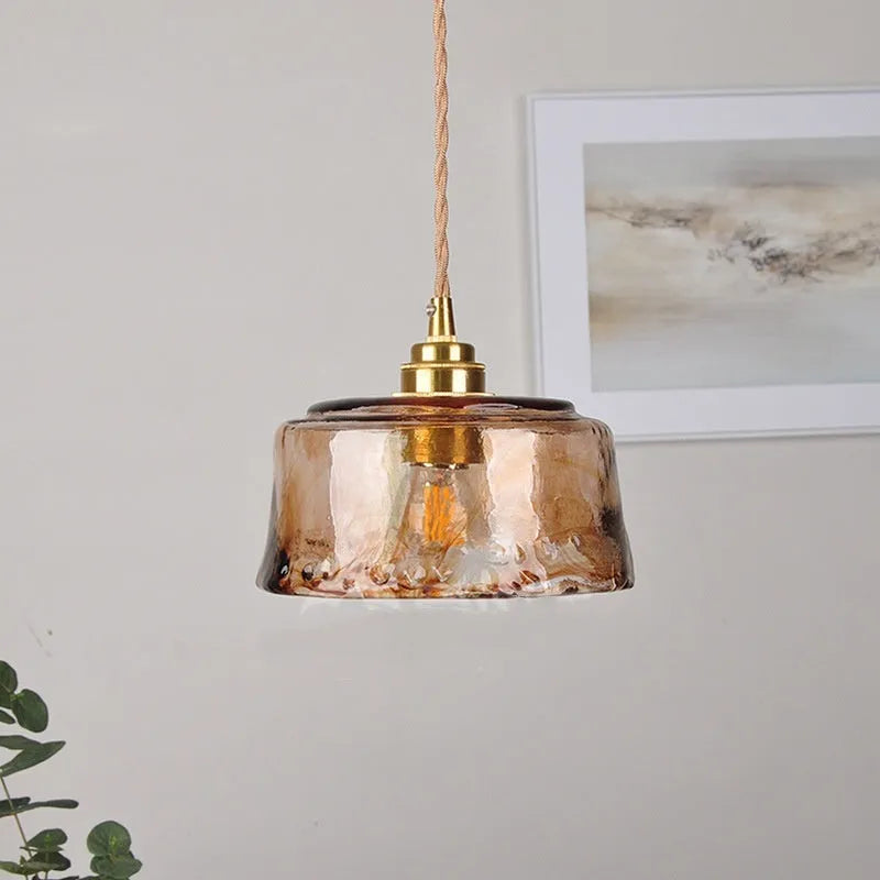 Nordic retro brass glass chandelier pendant light with 4W LED bulb for restaurant bar